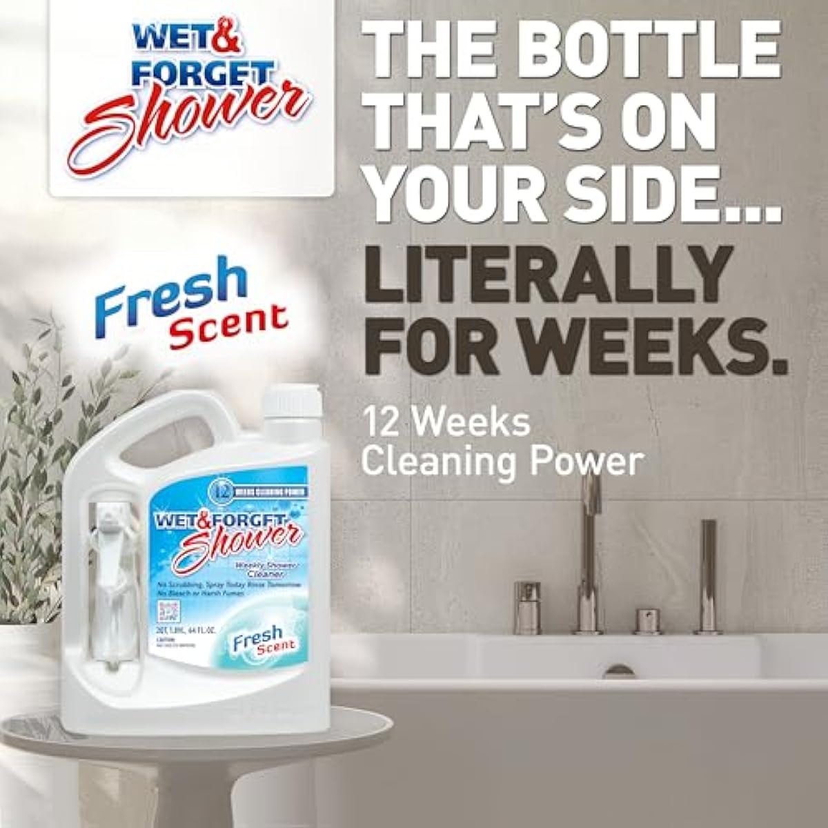 Wet & Forget Shower Cleaner Spray Multi-Surface Weekly Application Requires No Scrubbing, Bleach-Free Formula, Ready to Use, Fresh Scent, 3 Months of Cleaning, 64 Fluid Ounces, 1 Pack