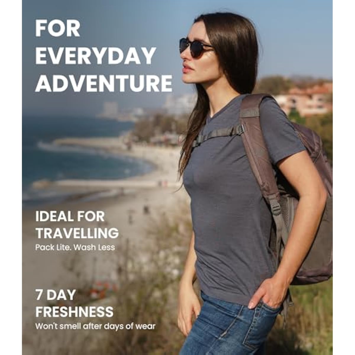 Merino.tech Merino Wool T Shirt Women - 100% Merino Wool Base Layer Women Short Sleeve Moisture-Wicking Tee and Hiking Socks