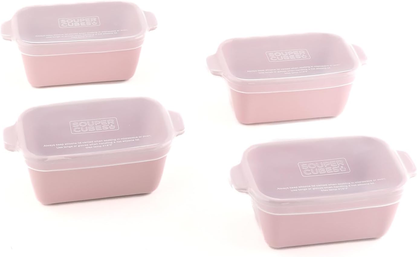 Souper Cubes Stoneware 2.0-5" x 5" Baking Dishes for Oven, Made in USA, Premium Mini Ceramic Baking Dishes with Silicone Covers for Individual Portions, Set of 2 - White