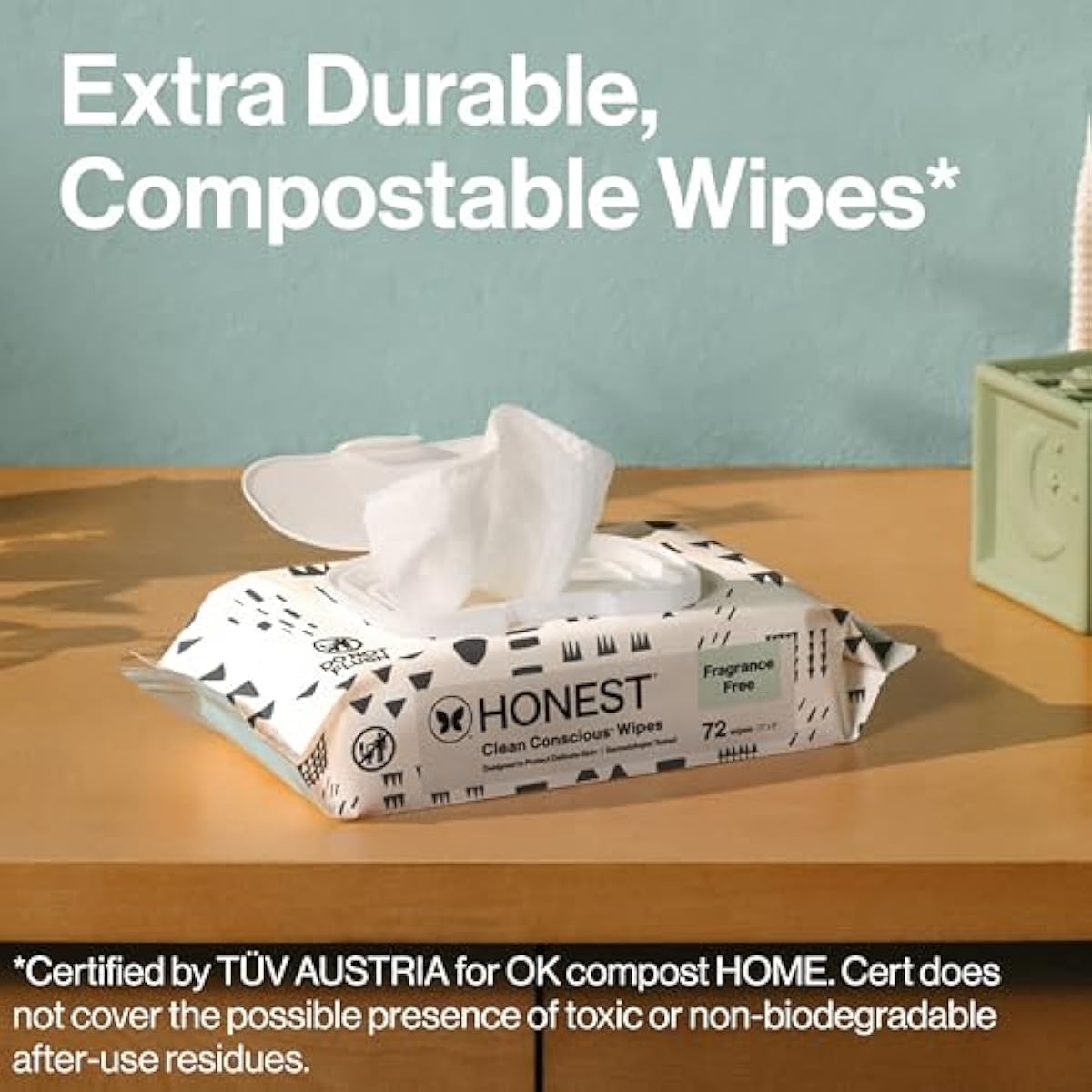 The Honest Company Baby Wipes for Sensitive Skin, Hypoallergenic, Fragrance-Free, Multi-Use, Pattern Play Design, 720 Count (8 Packs of 90)