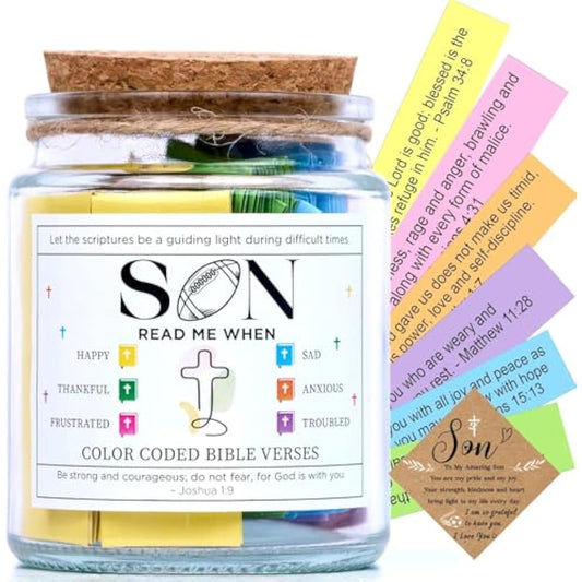 Teen Boy Easter Basket Stuffers, Christian Easter Gift for Young Men or Teen Boys, Bible Verses Jar for Strength, Wisdom & Encouragement | Faith-Based Spiritual Jar | Thoughtful Graduation