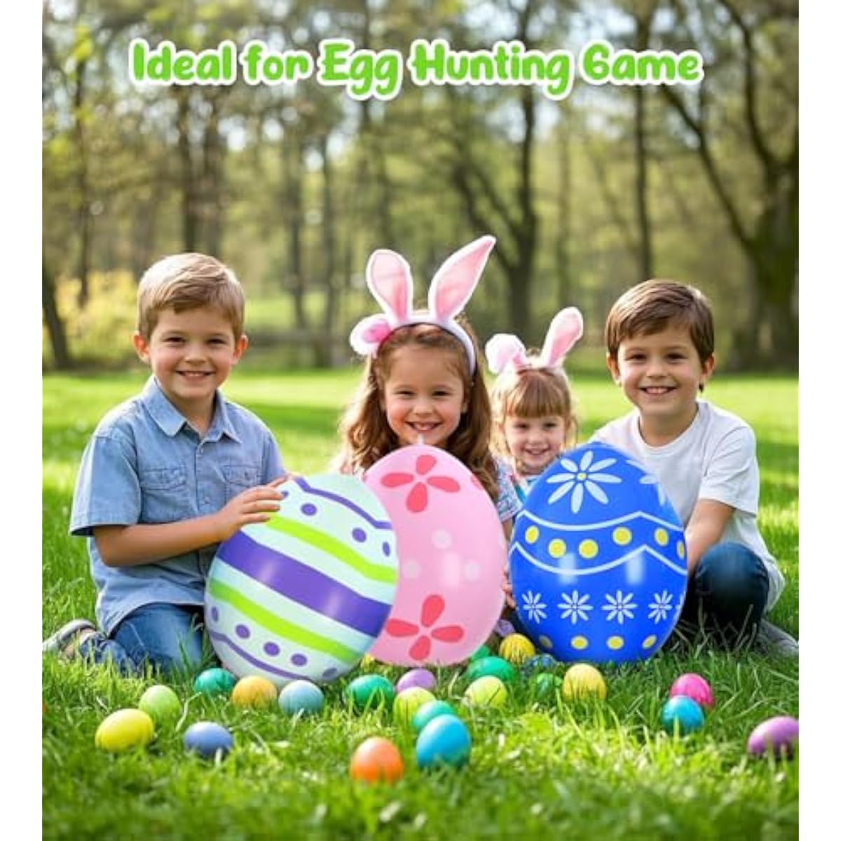 Easter Decorations Outdoor, 12 Pack Inflatable Easter Eggs - 18 Inch Blow Up Easter Decor, Ornaments for Home and Yard, Hanging Holiday Party Decor Kit