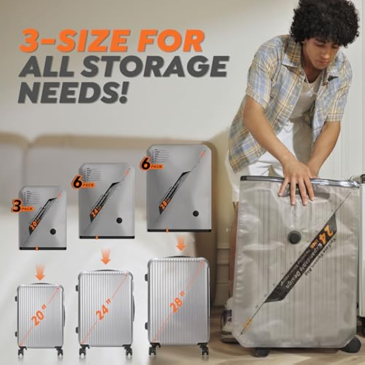 Rechargeable Wireless Pump Travel Storage Bags Set - Portable Space Saver Bags for Travel & Home - Vacuum Compression Packing Seal for Clothes, Blankets, Seasonal Storage 15 Combo Set