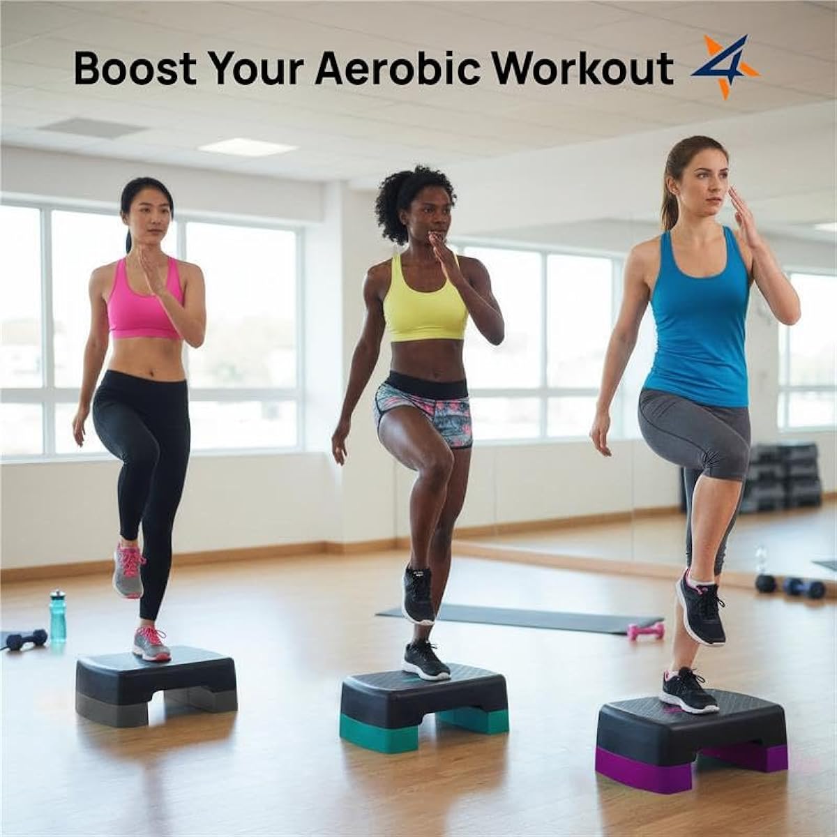 Yes4All Aerobic Exercise Step Platform, Exercise Stepper with Risers for Cardio and Strength Training, Workout Stepper for Home Gym