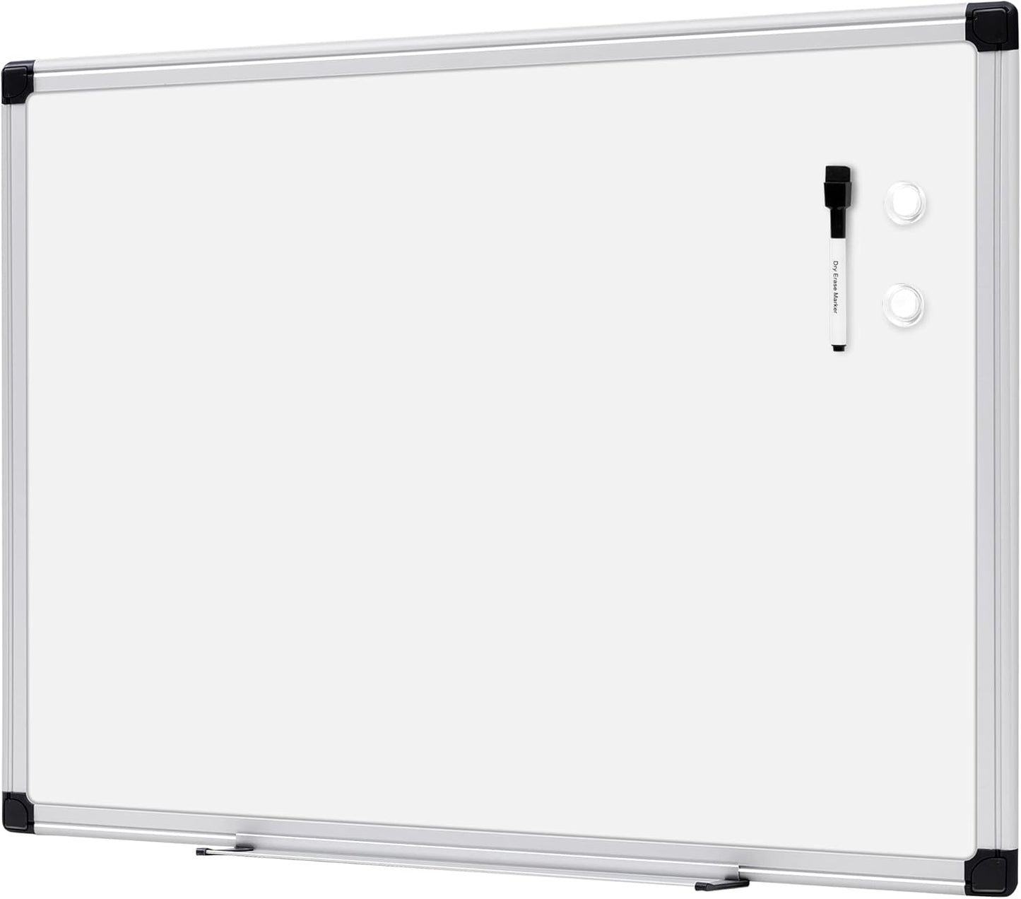 Amazon Basics Magnetic Dry Erase Whiteboard, 24" x 18", Aluminum Frame, Silver/White, Presentation Board for Writing Notes