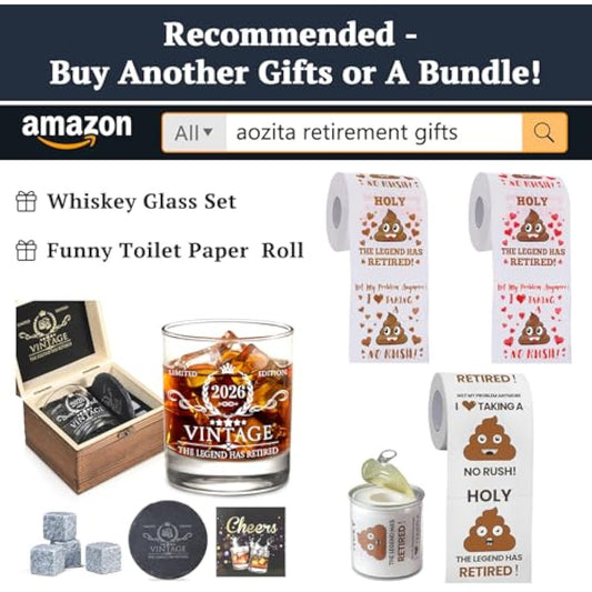Retirement Gifts for Men Whiskey Glass Set - The Legend Has Retired 2026 - Retirement Party Decorations, Supplies - Gifts Ideas for Him, Dad, Husband, Friends - Wood Box & Whiskey Stones & Coaster