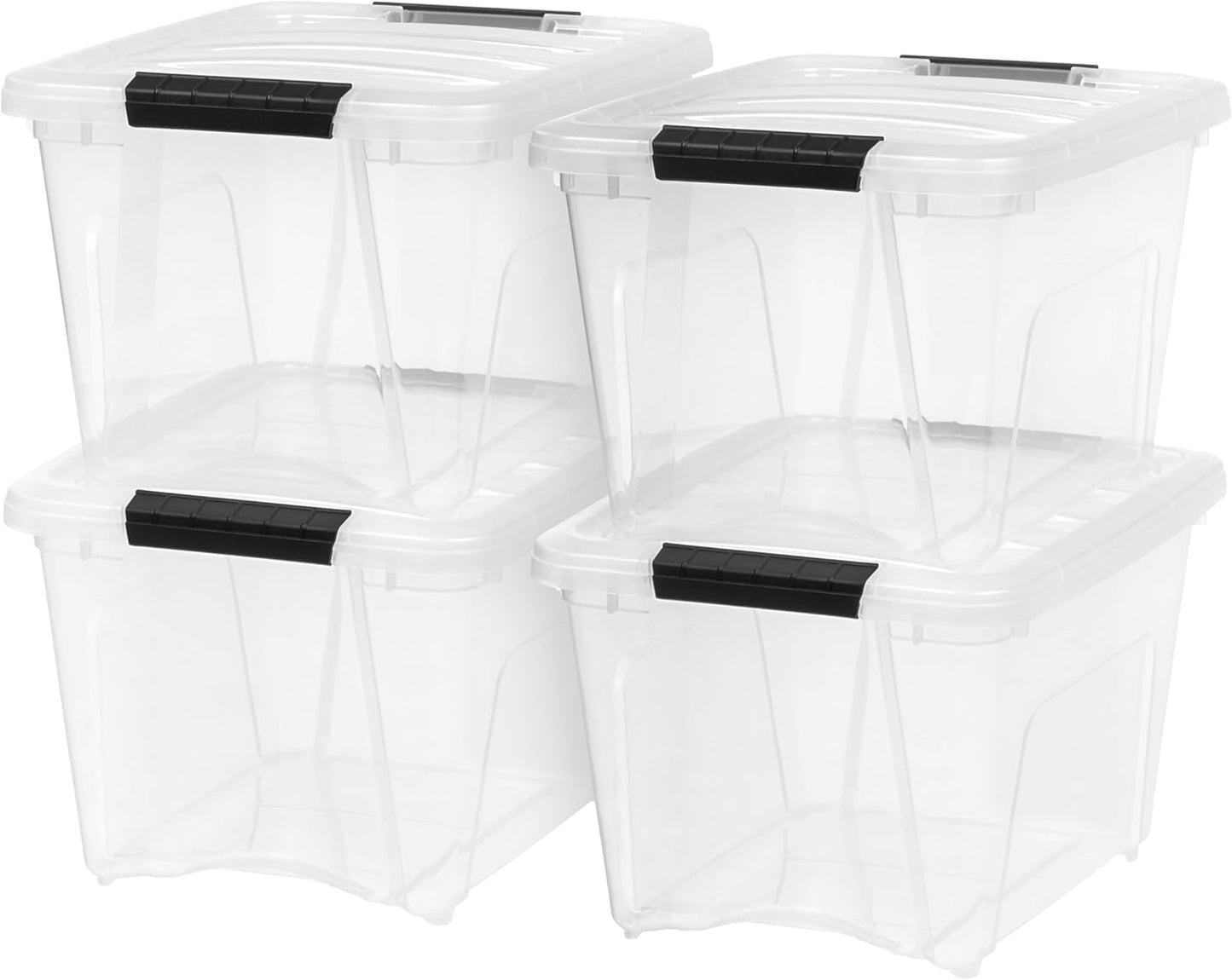 IRIS USA 13 QT Plastic Storage Box with Lid and Latches - 6 Pack - BPA-Free, See-Through Organizing Solution, Durable Nestable Stackable Containers, Secure Pull Handle - Clear