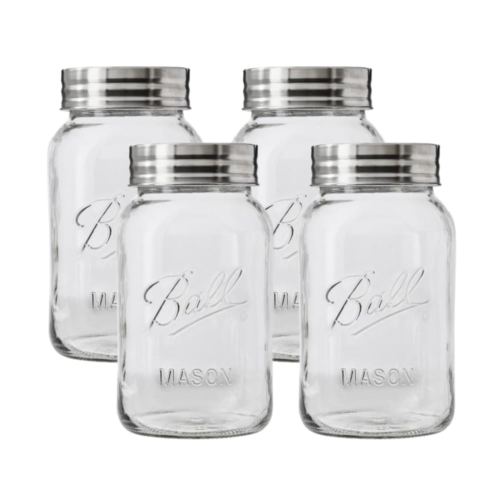 Ball Wide Mouth Pint 16-Ounce Glass Mason Jar with Lids and Bands, 12-Count