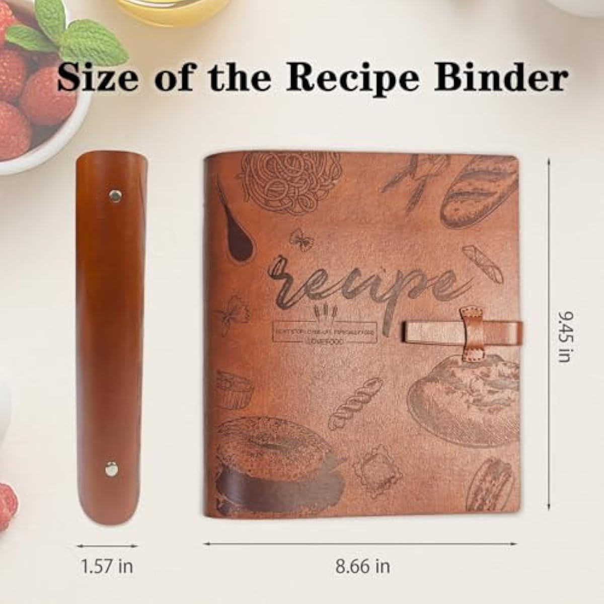 Recipe Binder, Recipe Book Binder with Plastic Sleeves, Blank Recipe Card Book to Write in Your Own Recipes (4" x 6" Recipe Cards & Category Tab) (Light Brown)