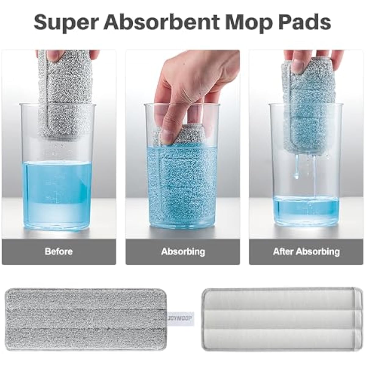 JOYMOOP Mop and Bucket with Wringer Set, Hands Free Flat Floor Mop and Bucket, with 3 Washable Microfiber Pads, Wet and Dry Use, Floor Cleaning System