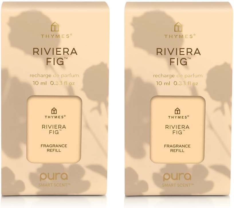 Thymes Pura Refills – 2 Pack of Oil Diffuser Scents – Long-Lasting Pura Diffuser Refills – Premium Home Fragrance – Notes of Rosemary, Sage, Lemon, Sea Salt & Jasmine (Cyprus Sea Salt, Pack of 2)