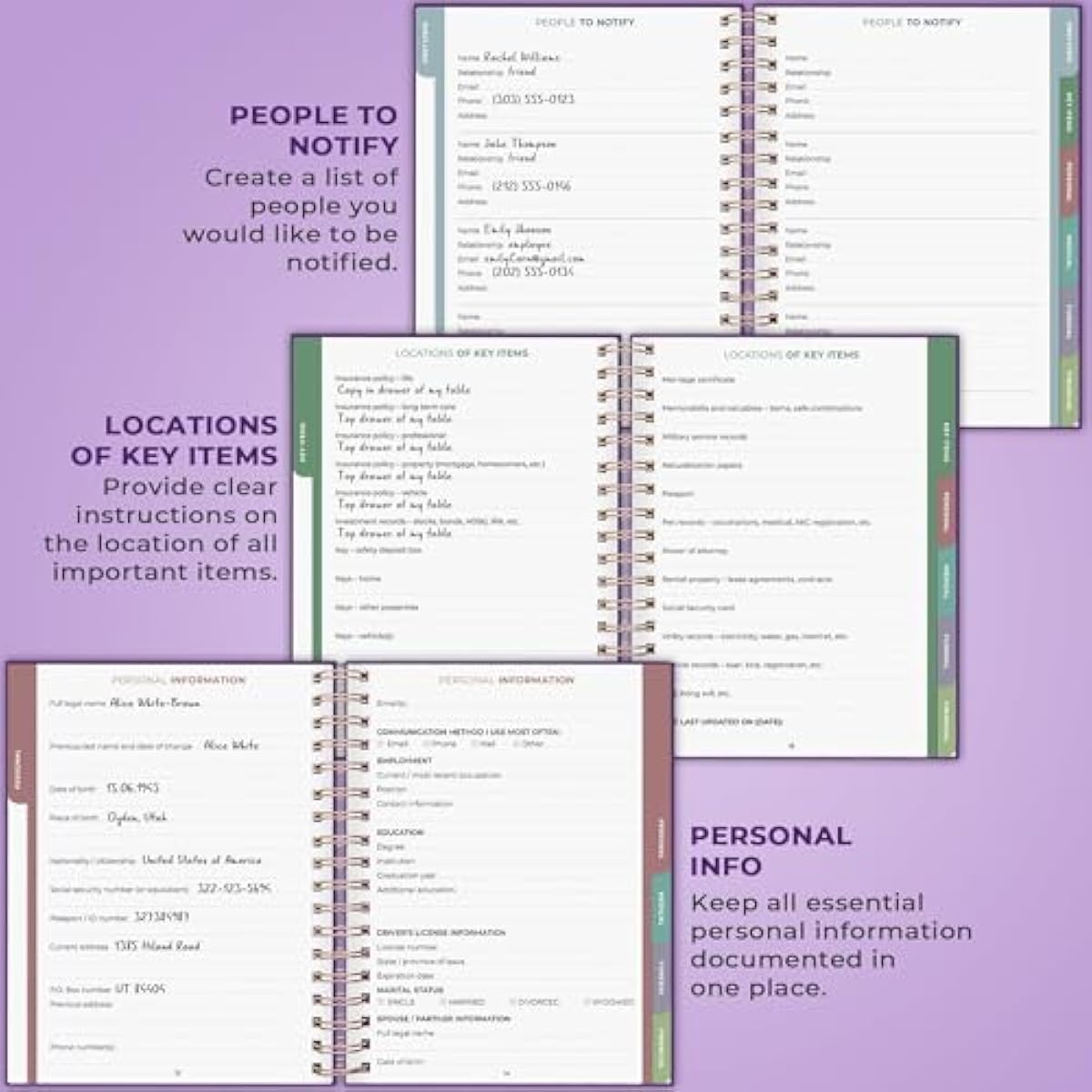 Clever Fox When I Die Planner With Pockets for Documents – End-of-Life Organizer Binder for Important Personal Info & Final Wishes (Purple)