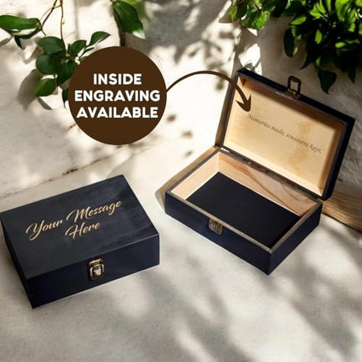 Personalized Wooden Keepsake Box - Custom Memory Box for Photos Jewelry Letters Rustic Memento Storage Box for Wedding, Anniversary, Birthday, Graduation & Retirement Gifts