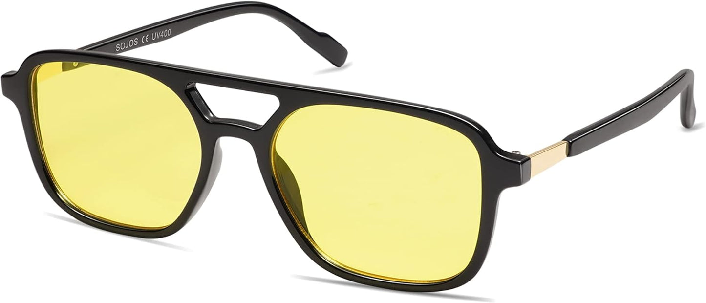 SOJOS Retro Aviator Sunglasses for Women Men,Trendy Rectangle Womens Mens Shades Sun Glasses SJ2202