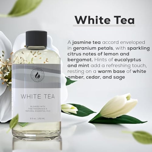Aroma Country White Tea Diffuser Oil - Luxury Essential Oils for Diffuser Refill & Air Freshener Room Spray, Long-Lasting, Natural Home Fragrance and Hotel Scent for Diffusers & Machines (8.5 Fl Oz)