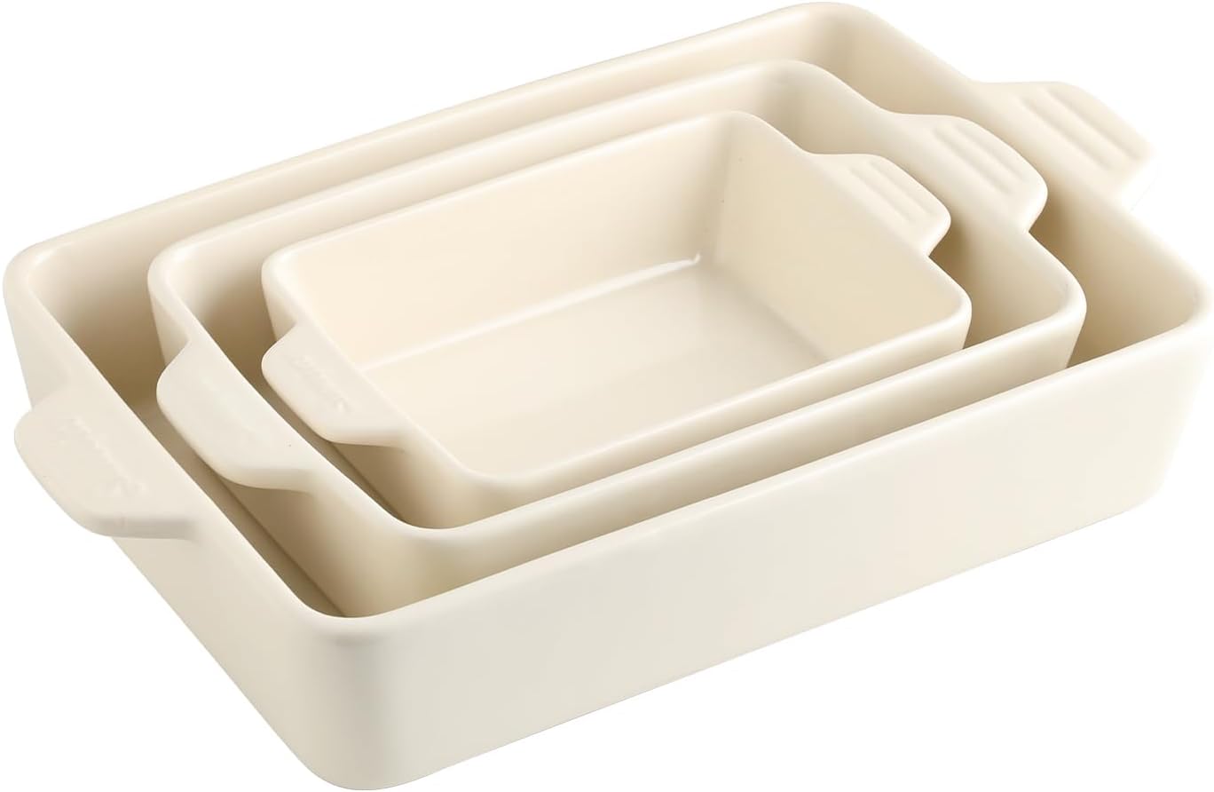 Sweejar Ceramic Bakeware Set, Rectangular Baking Dish for Oven Lasagna Pans for Cooking, Kitchen, Cake Dinner, Banquet and Daily Use, 11.8 x 7.8 x 2.76 Inches of Casserole Dishes (Navy)