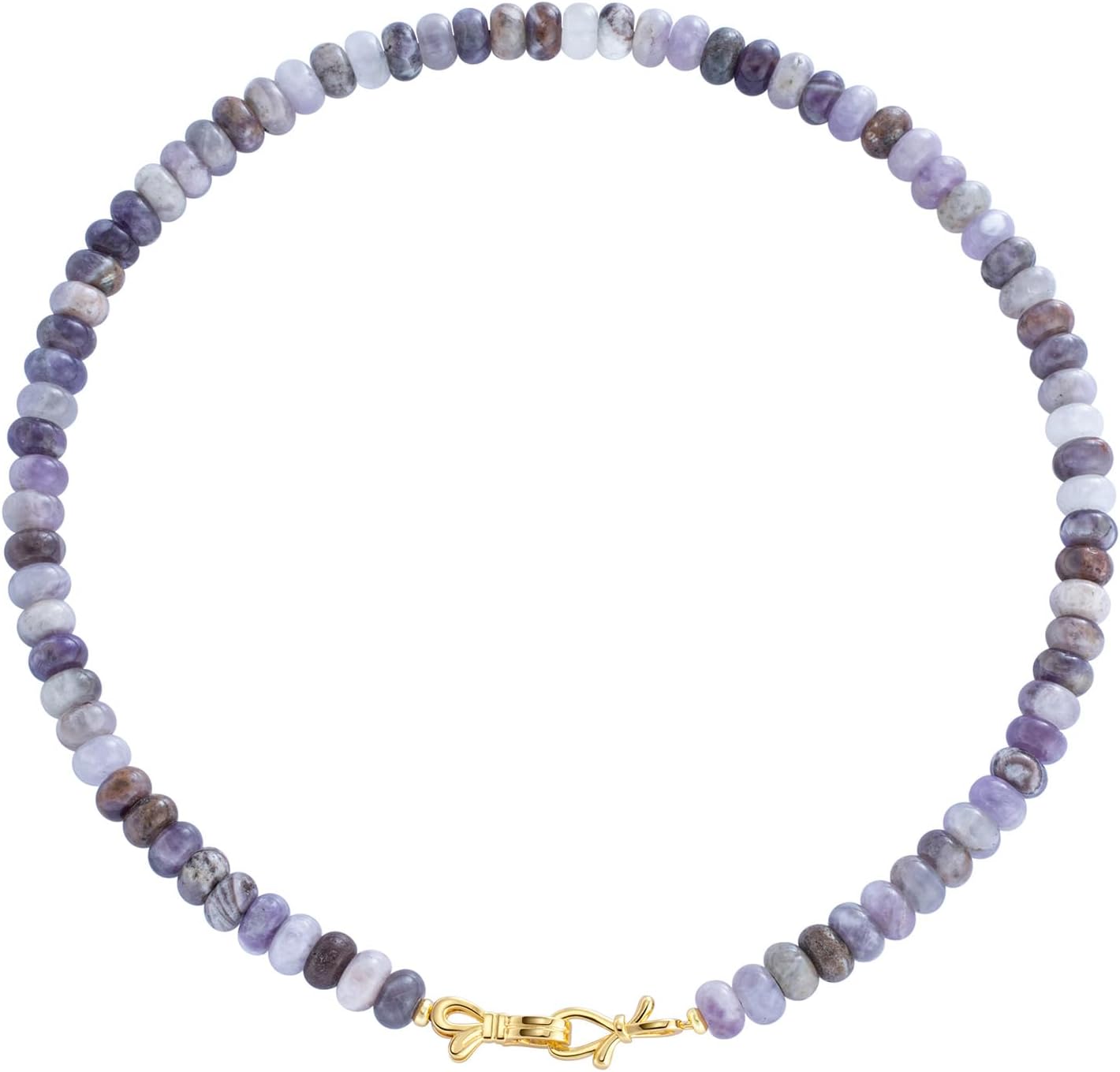 Rainbow Colorful Gemstone Beaded Choker Necklace for Women 14K Gold Bow Birthstone Beads Chokers 18inches