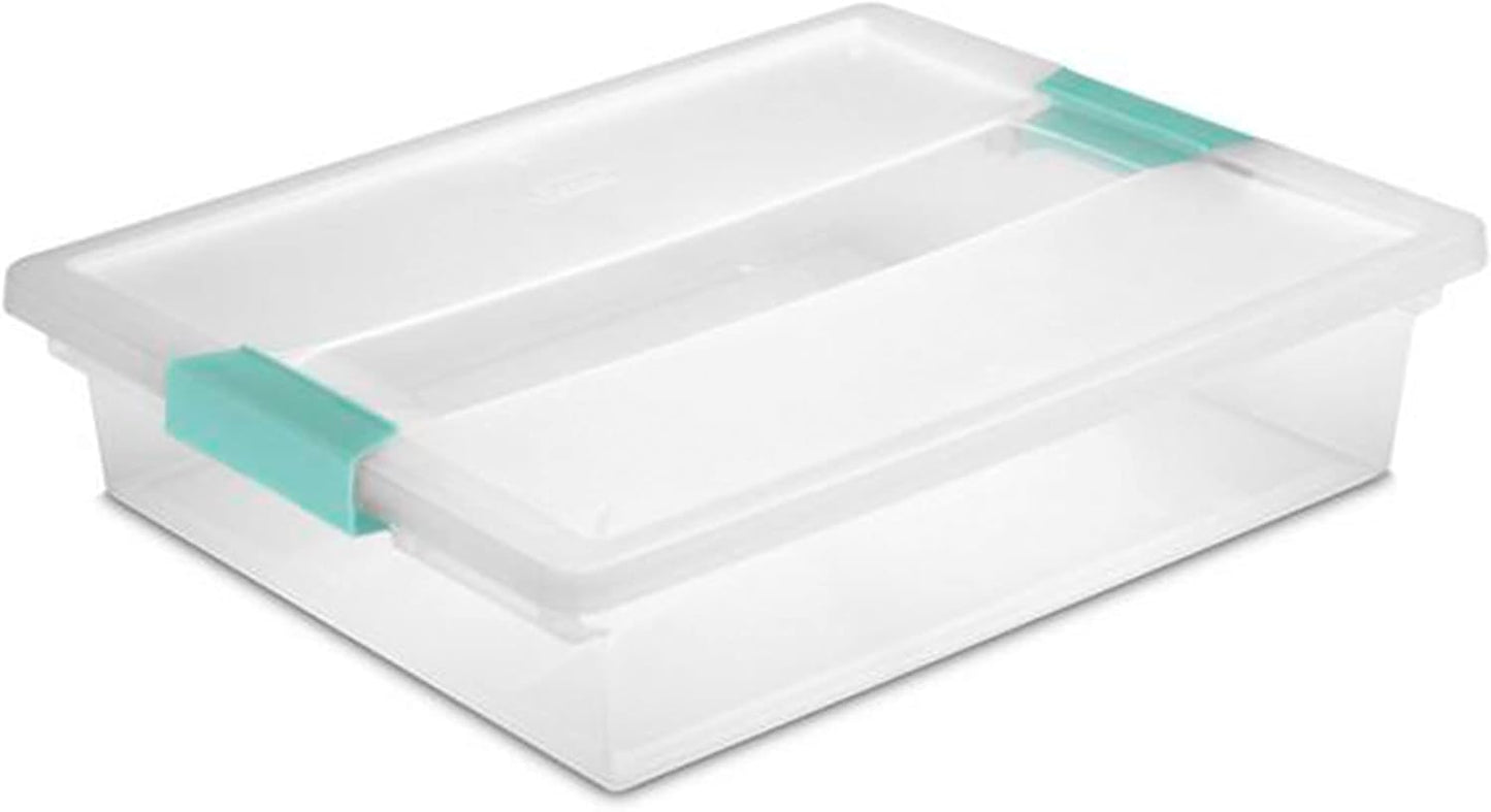 Sterilite 6-Pack Clip Box, Stackable Clear Plastic Bins with Latching Lids, Large - Writing, Arts or Crafts Supplies Storage Containers for Home, Office, Classroom and Workshop Organization