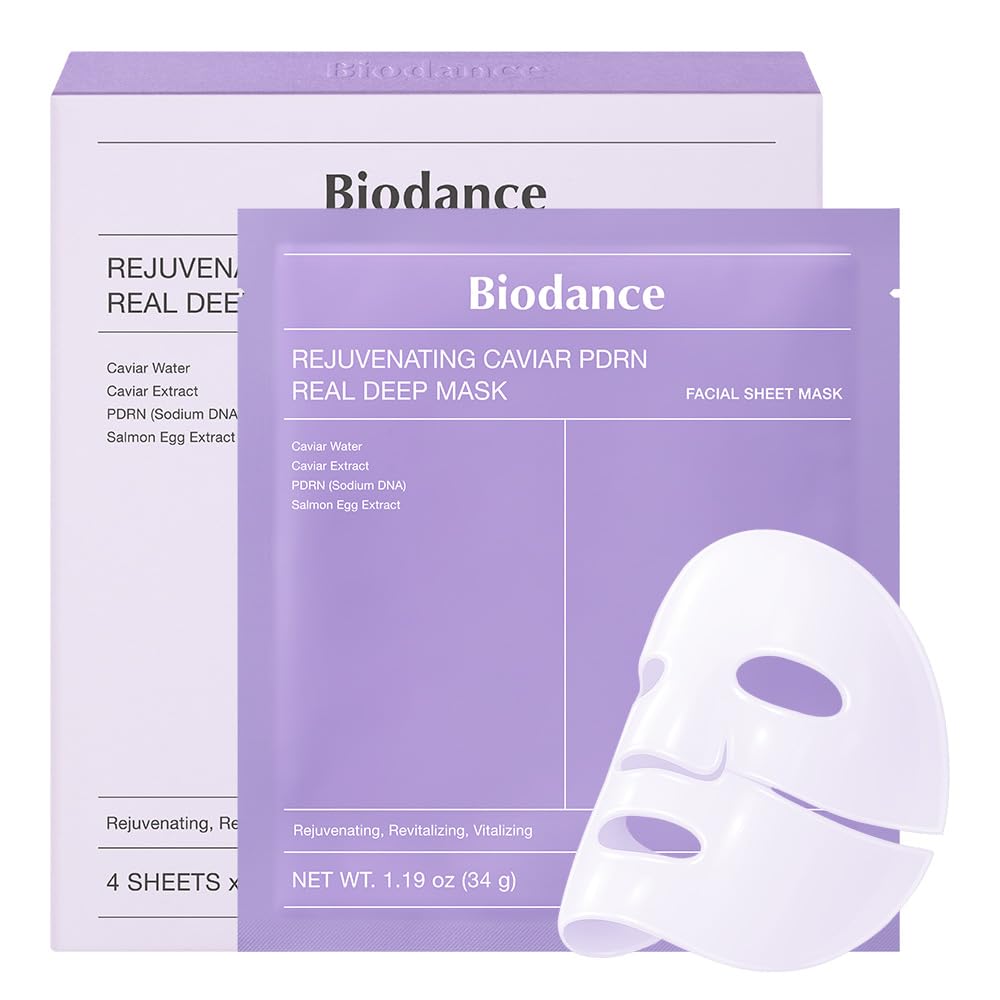 BIODANCE Bio-Collagen Real Deep Mask, Hydrating Overnight Hydrogel Face Mask, Pore Minimizing, Elasticity, Plumping, Travel Essentials & Self Care Gifts for Women, Korean Skin Care | 1.19oz(34g) x 4ea