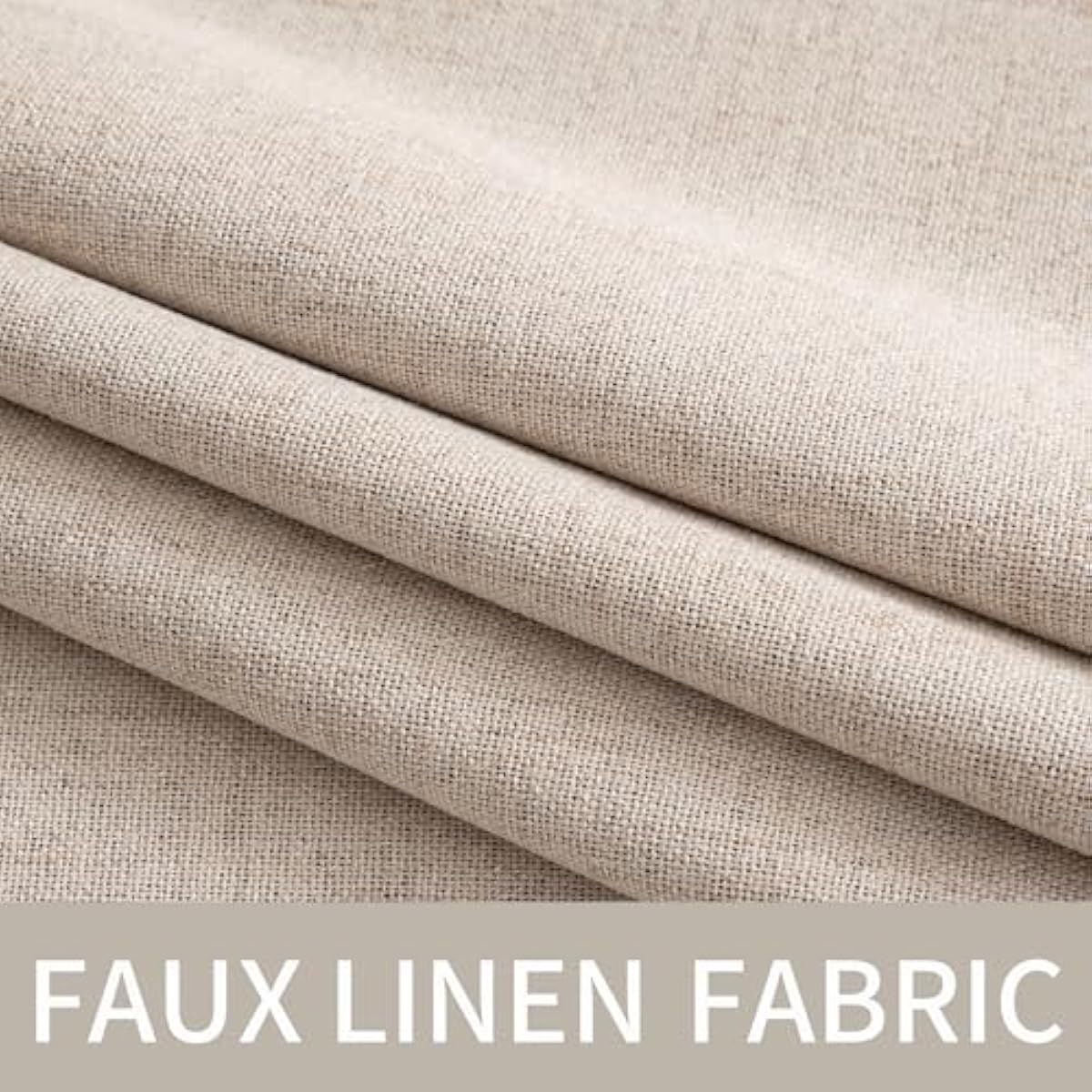 MIULEE 100% Blackout Linen Textured Curtains for Bedroom Solid Thermal Insulated Natural Beige Grommet Room Darkening Curtains & Drapes Luxury Decor for Living Room Nursery 52 x 84 Inch (2 Panels)