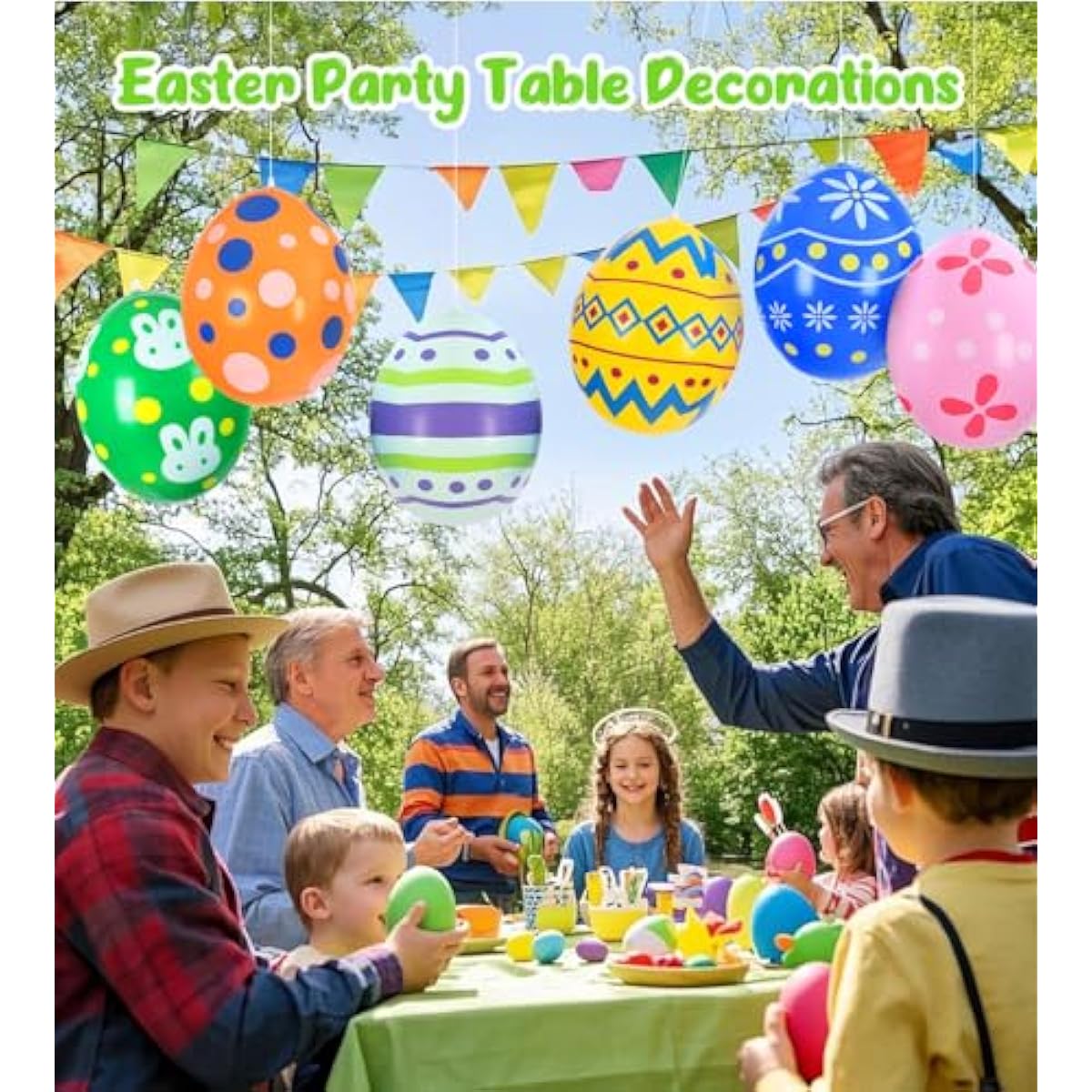 Easter Decorations Outdoor, 12 Pack Inflatable Easter Eggs - 18 Inch Blow Up Easter Decor, Ornaments for Home and Yard, Hanging Holiday Party Decor Kit