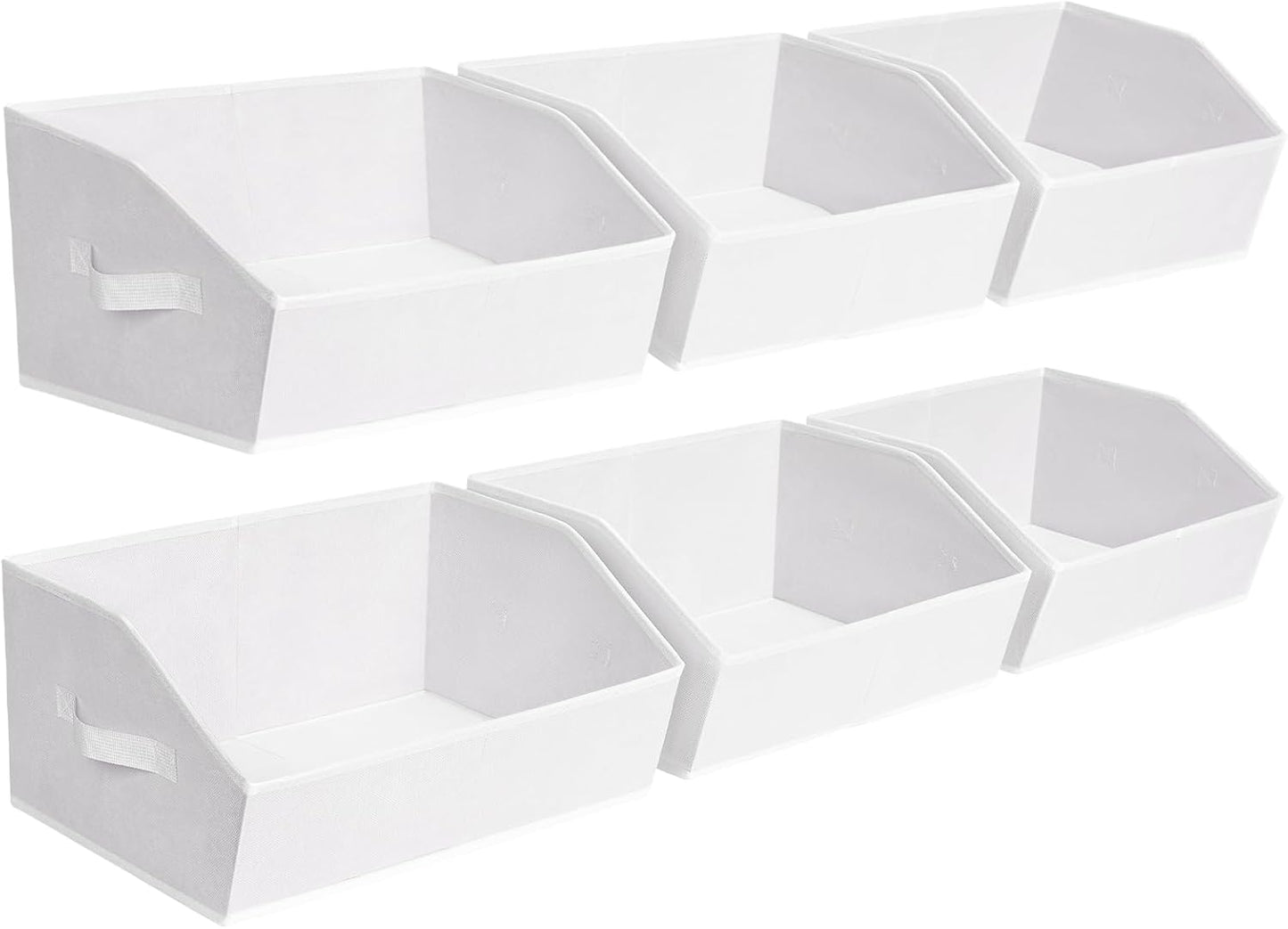 Closet Organizers Bins 6 Packs - Large Closet Shelf Organizer with Handles, Fabric Trapezoid Storage Bins, Collapsible Storage Cubes for Clothes, Towels, Light Gray