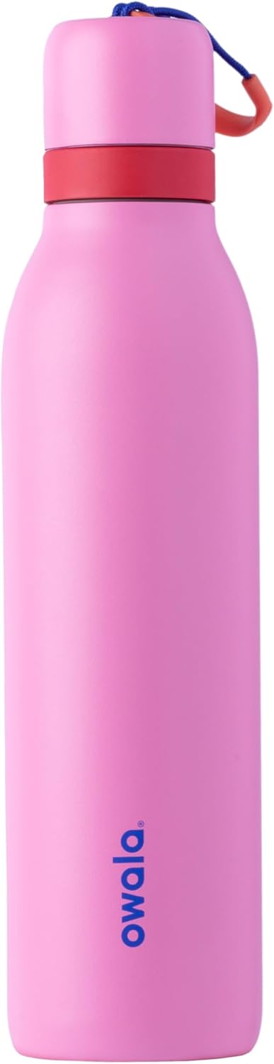 Owala FreeSip Twist Insulated Stainless Steel Water Bottle with Straw for Sports and Travel, BPA-Free, 24-oz, Blue/Grey (Foggy Tide)