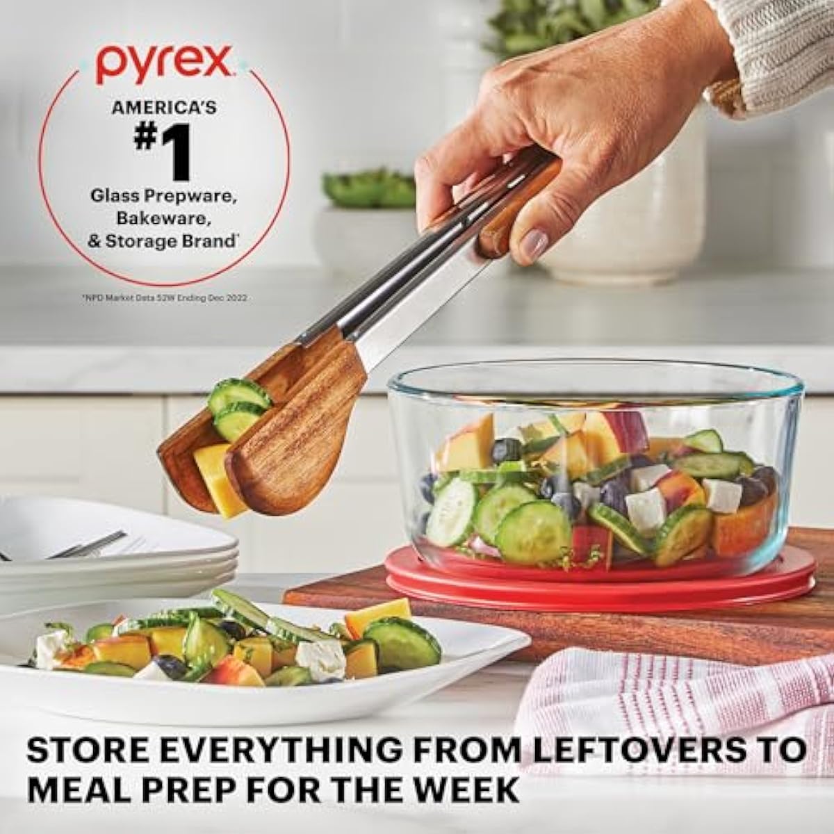 Pyrex Simply Store (9-Pack) Mixed Sized Glass Food Storage Set, Round & Rectangular Containers With Plastic Lids, BPA-Free, Dishwasher & Microwave Safe