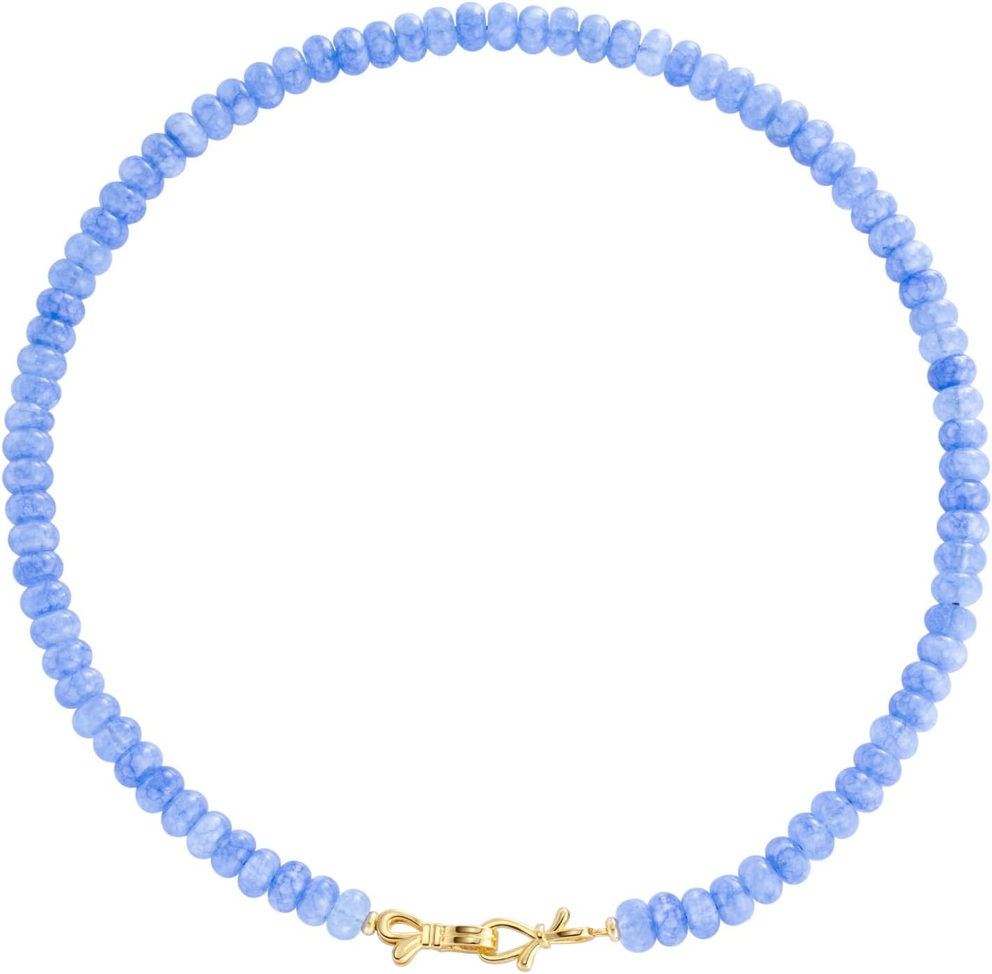 Rainbow Colorful Gemstone Beaded Choker Necklace for Women 14K Gold Bow Birthstone Beads Chokers 18inches