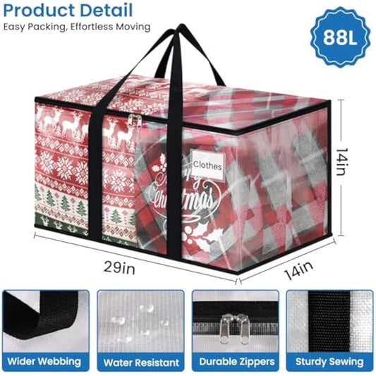 Heavy Duty Clear Moving Bags with Reinforced Handle and Double Zipper, Storage Totes, Packing Bags Alternative to Moving Essential and Supplies Box, Clear, Large, 6 Packs