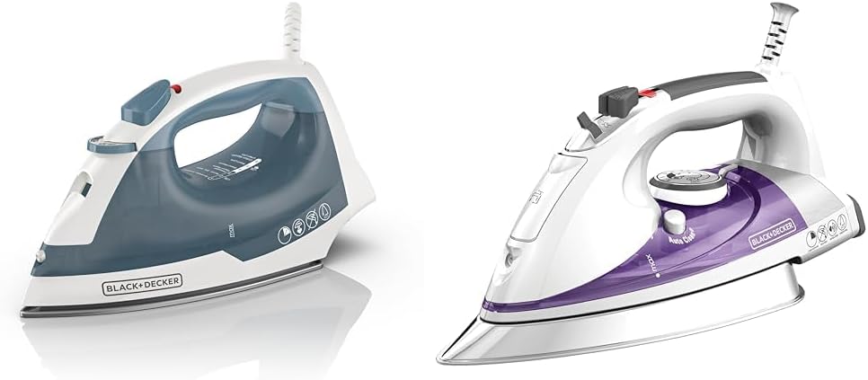 BLACK+DECKER Easy Steam Compact Iron for Clothes, Automatic Shutoff, Nonstick Plate, Light Weight, 1200 Watts