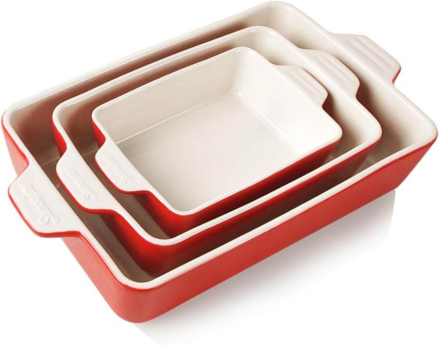 Sweejar Ceramic Bakeware Set, Rectangular Baking Dish for Oven Lasagna Pans for Cooking, Kitchen, Cake Dinner, Banquet and Daily Use, 11.8 x 7.8 x 2.76 Inches of Casserole Dishes (Navy)