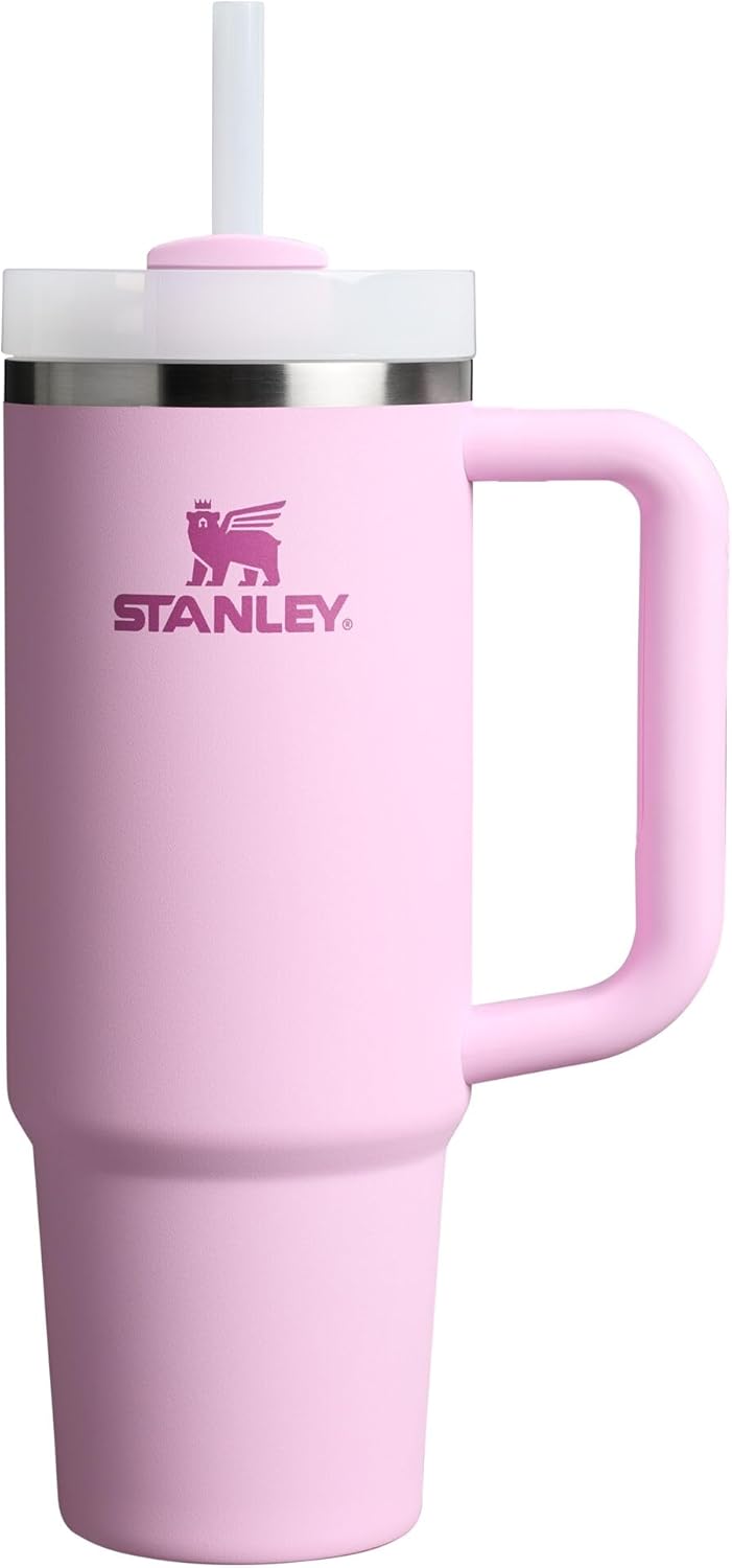 STANLEY Quencher H2.0 Tumbler with Handle and Straw 40 oz | Flowstate 3-Position Lid | Cup Holder Compatible for Travel | Insulated Stainless Steel Cup | BPA-Free | Cherry Blossom