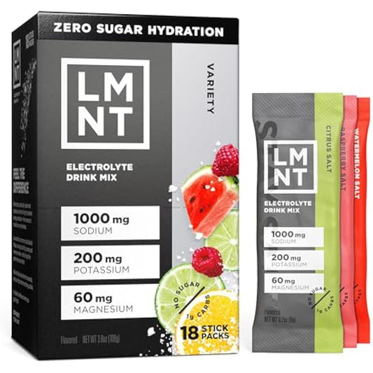 LMNT Zero Sugar Electrolytes - Variety Pack Bundle | Drink Mix | 18-Count