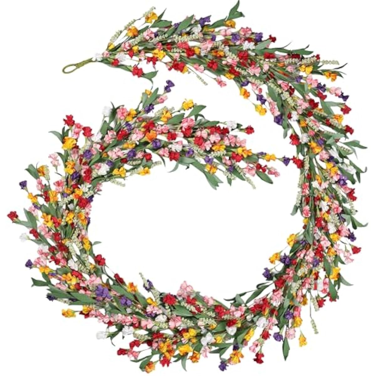 6ft Spring Flower Garland for Mantle Decor: Artificial Floral Vine with Greenery for Wedding Arch, Fireplace, Table & Wall, All Season Home Decor for Summer, Easter, Mother's Day (Yellow+Pink)