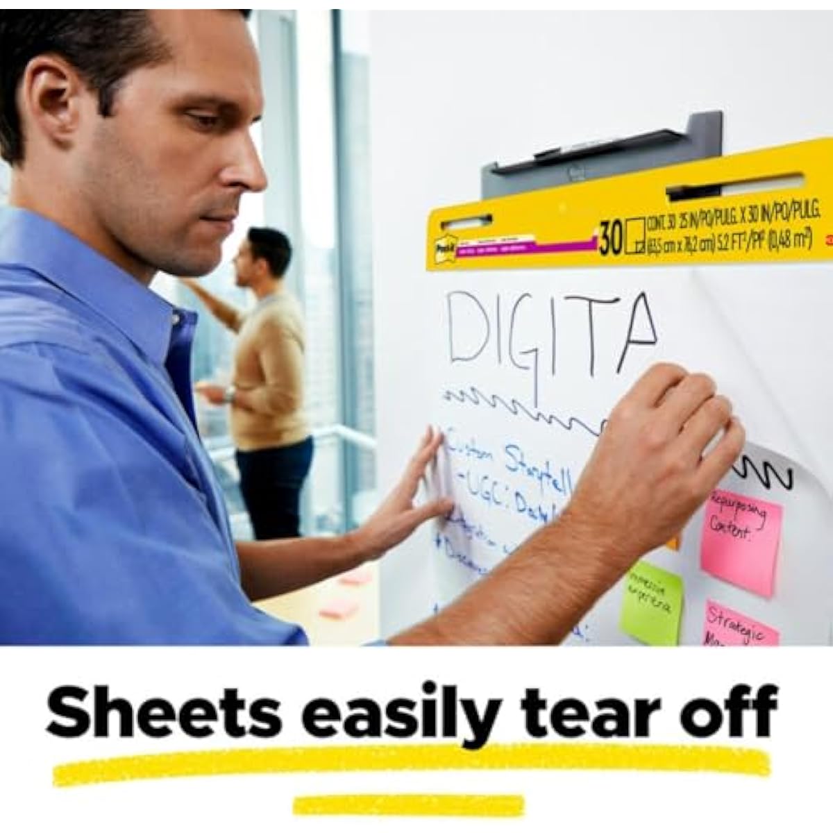 Post-it Super Sticky Easel Pad, 25 x 30 Inches, 30 Sheets Per Pad, 4 Pads, Large, White, Premium Self Stick Flip Chart Paper, Anchor Chart, Office Supplies & School Supplies, Great for Teachers and Students, 2 packs per case