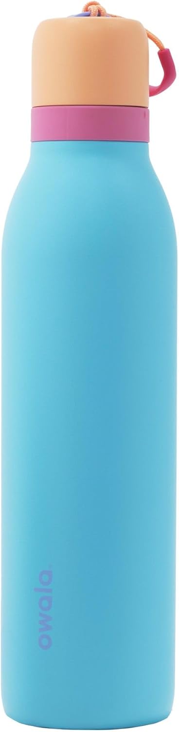 Owala FreeSip Twist Insulated Stainless Steel Water Bottle with Straw for Sports and Travel, BPA-Free, 24-oz, Blue/Grey (Foggy Tide)