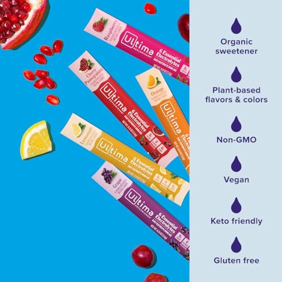 Ultima Replenisher Daily Electrolyte Powder – Original Variety Pack, 20 Stickpacks – Zero Sugar Hydration Packets with 6 Electrolytes and Minerals – Sugar Free, Plant Based & Keto Friendly Drink Mix
