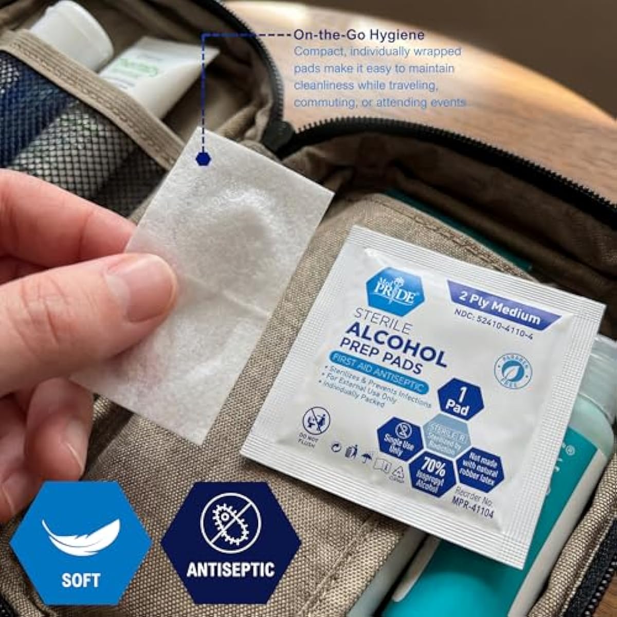 MED PRIDE Sterile Alcohol Prep Pads, Antiseptic, 70% Isopropyl, Individually Wrapped, Medical Grade 2 Ply Wipes (200 Count (Pack of 1) White)