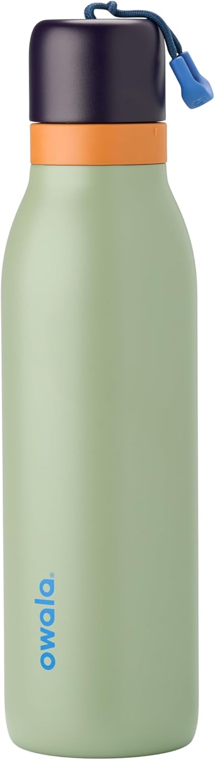 Owala FreeSip Twist Insulated Stainless Steel Water Bottle with Straw for Sports and Travel, BPA-Free, 24-oz, Blue/Grey (Foggy Tide)
