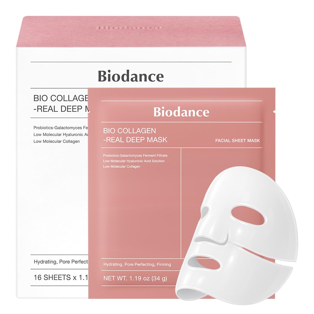 BIODANCE Bio-Collagen Real Deep Mask, Hydrating Overnight Hydrogel Face Mask, Pore Minimizing, Elasticity, Plumping, Travel Essentials & Self Care Gifts for Women, Korean Skin Care | 1.19oz(34g) x 4ea