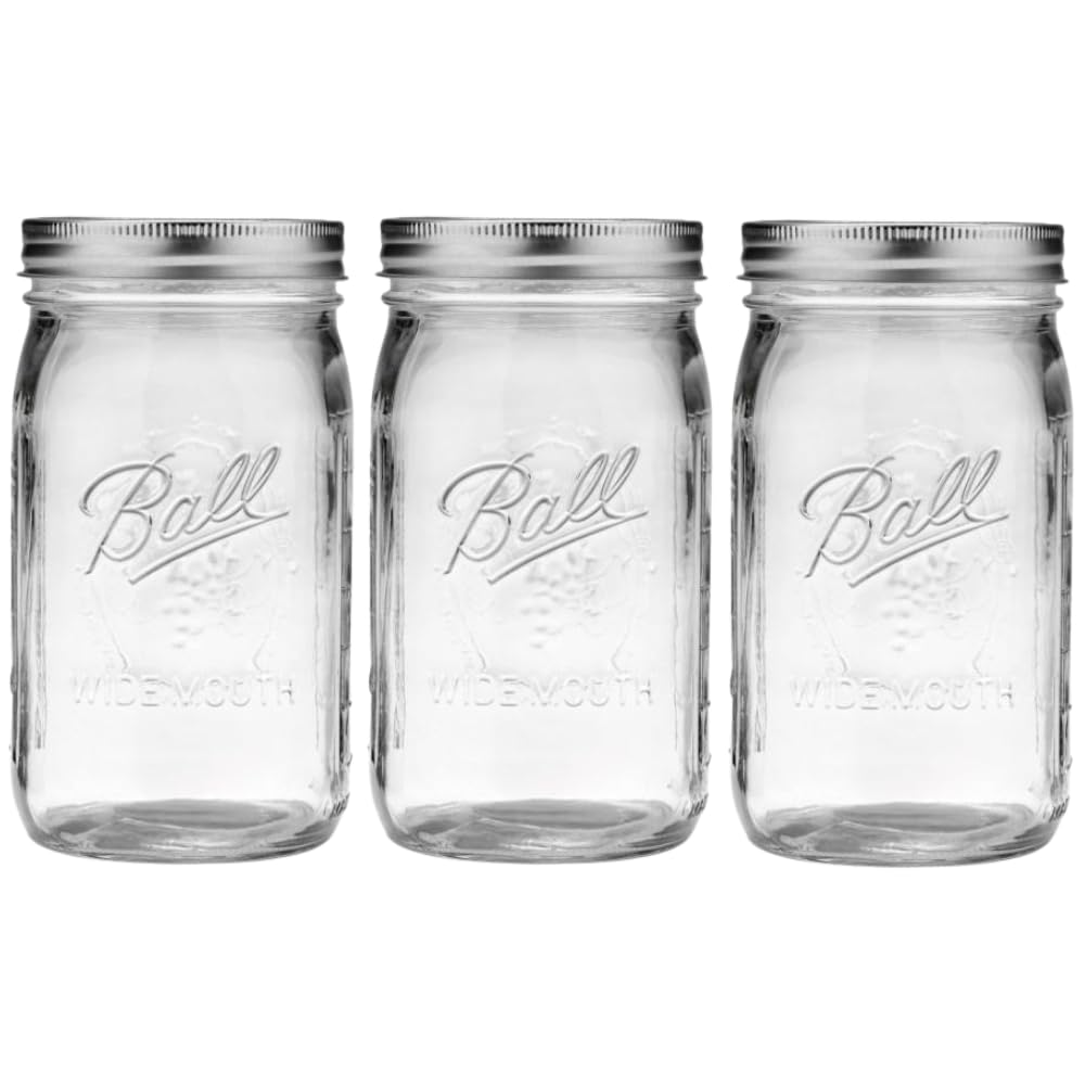 Ball Wide Mouth Pint 16-Ounce Glass Mason Jar with Lids and Bands, 12-Count