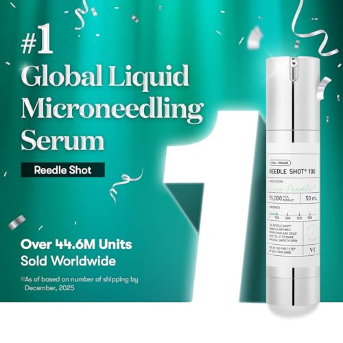 VT COSMETICS CICA Reedle Shot 100, Spicule Microneedling Serum for Pore Care & Exfoliation, Exosome, Centella Asiatica for Glass Skin, Skin Texture, Korean Liquid Skin Booster (1.69 Fl Oz / 50ml)