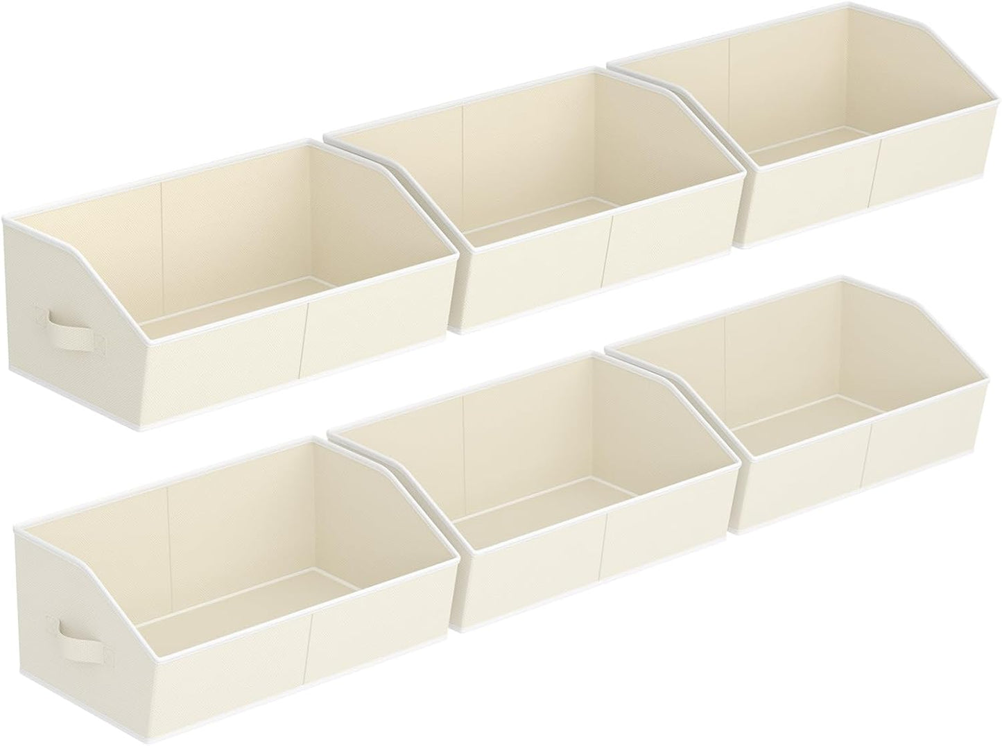 Closet Organizers Bins 6 Packs - Large Closet Shelf Organizer with Handles, Fabric Trapezoid Storage Bins, Collapsible Storage Cubes for Clothes, Towels, Light Gray