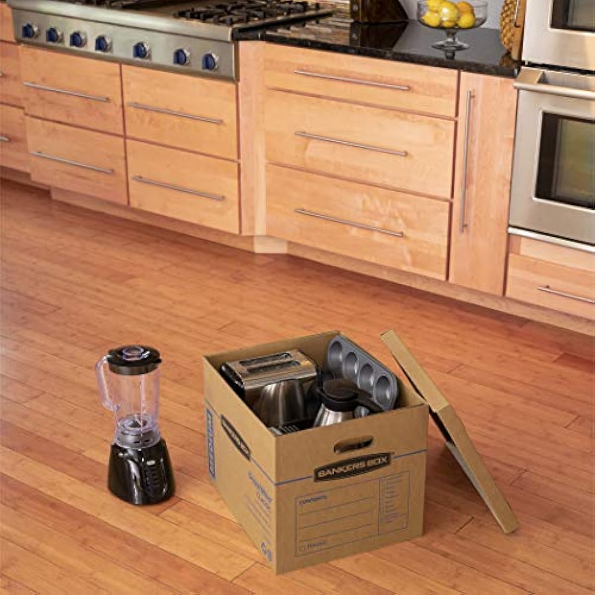 Bankers Box Medium Classic Moving Box 20 Pack, Reinforced Handles, Tape-Free Assembly, Box with Lid, 19-In x 14.5-In x 15.5-In (8817202)