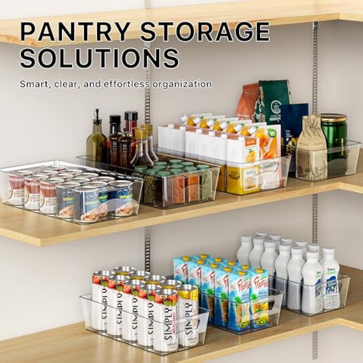 Simple Houseware 4 Pcs Kitchen Clear Bin Storage Organizer, 15" x 8" x 3.75"