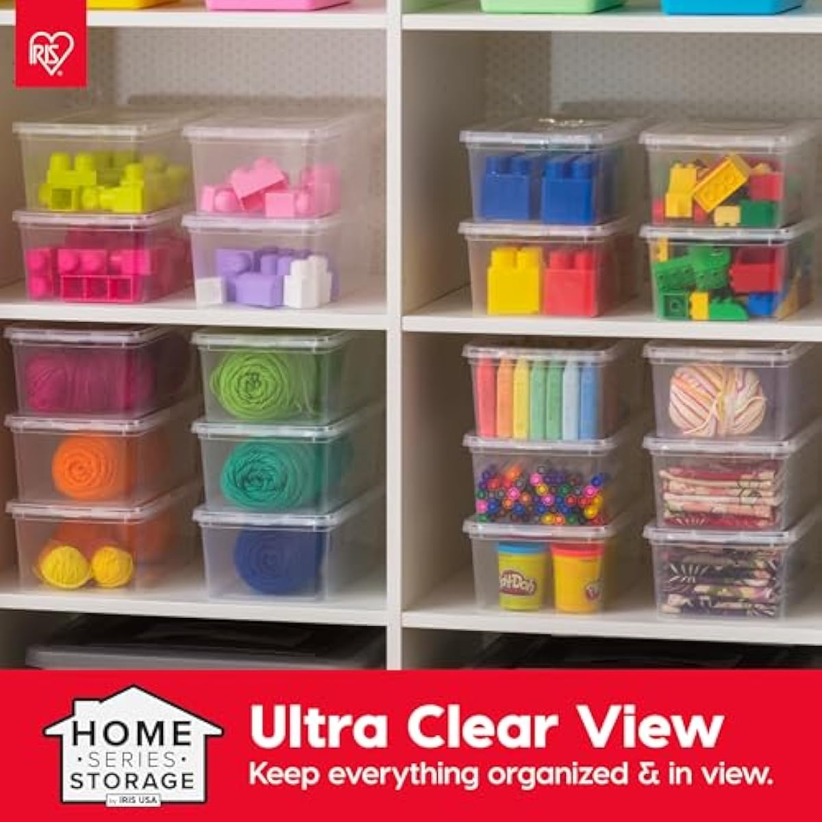 IRIS USA 20-Pack Storage Bins with Lids, 6 Quart, Shoe Boxes Clear Stackable Containers Organize Shoes Closet Shelves, Classroom Organization Teacher Tools, Game Storage - BPA-Free Plastic