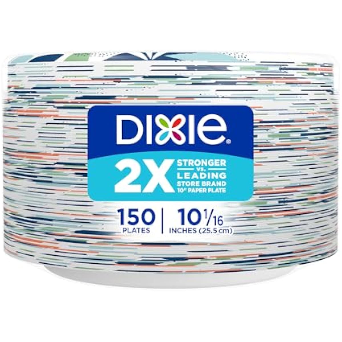 Dixie Large Paper Plates, 10 Inch, 150 Count, 2X Stronger*, Microwave-Safe, Soak-Proof, Cut Resistant, Disposable Plates For Everyday Breakfast, Lunch, & Dinner Meals