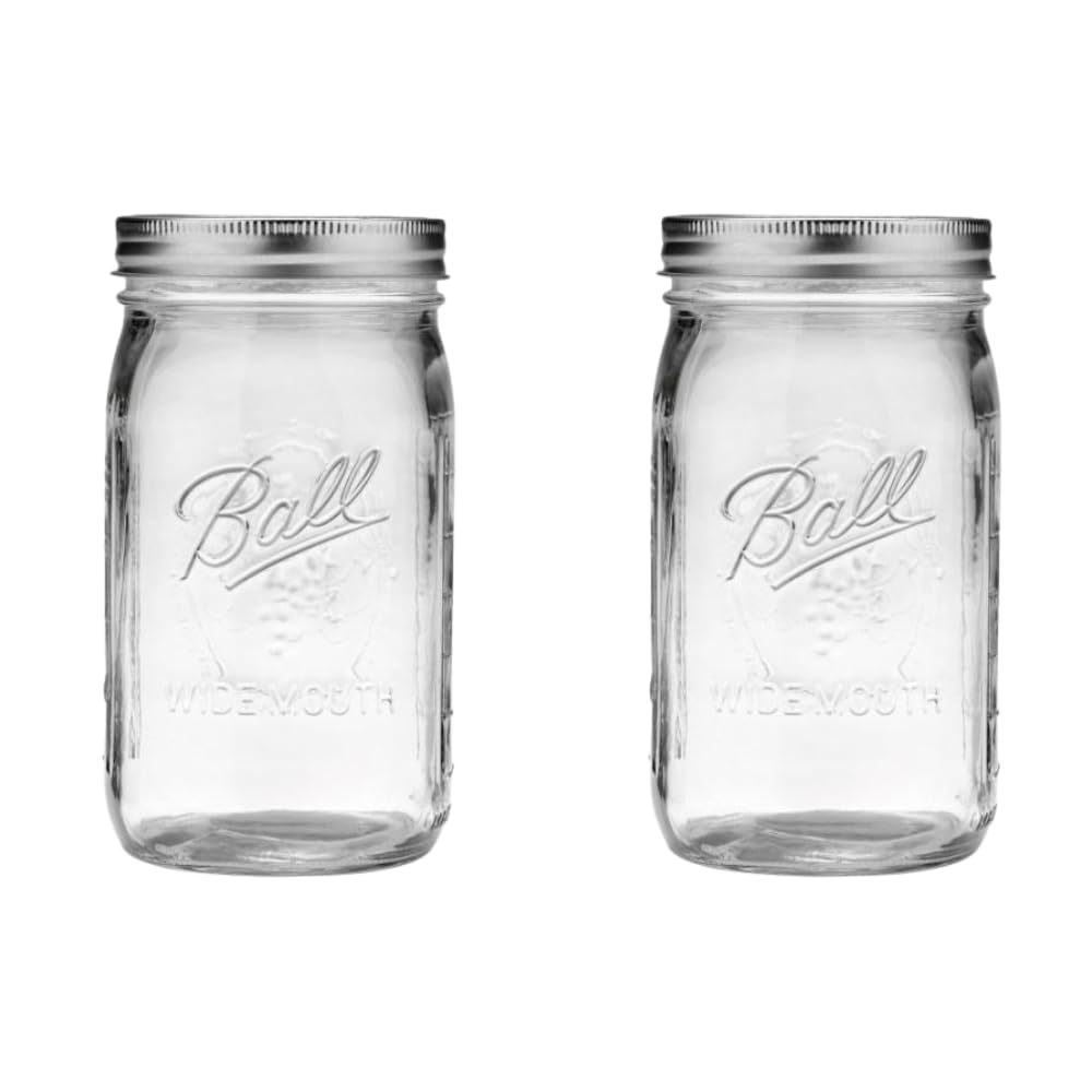 Ball Wide Mouth Pint 16-Ounce Glass Mason Jar with Lids and Bands, 12-Count
