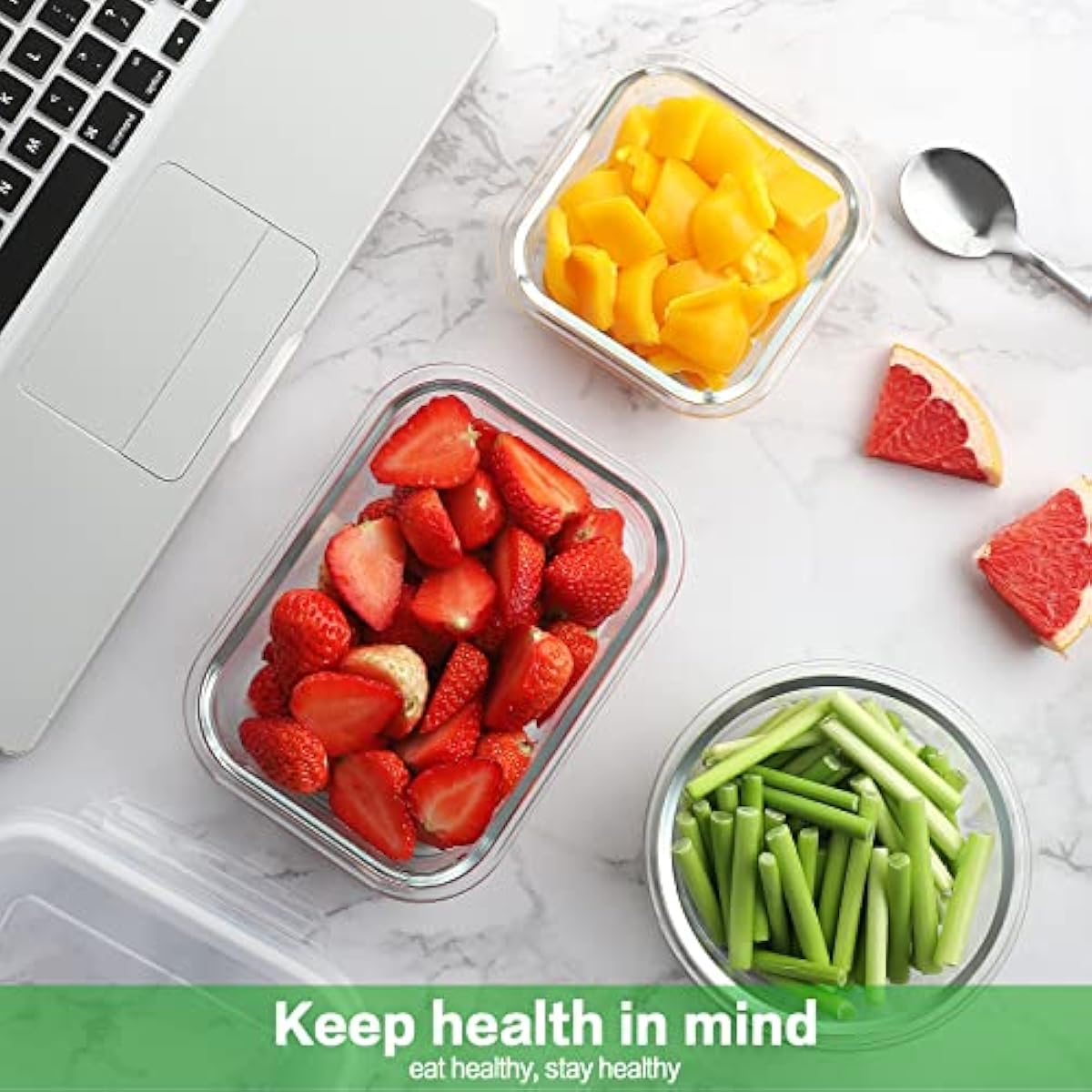 HOMBERKING 24pc Borosilicate Glass Food Storage Containers with Snap Locking Lids, Glass Meal Prep Containers, Airtight Lunch Boxes, Oven, Freezer and Dishwasher Safe, BPA Free, Kitchen Storage Set